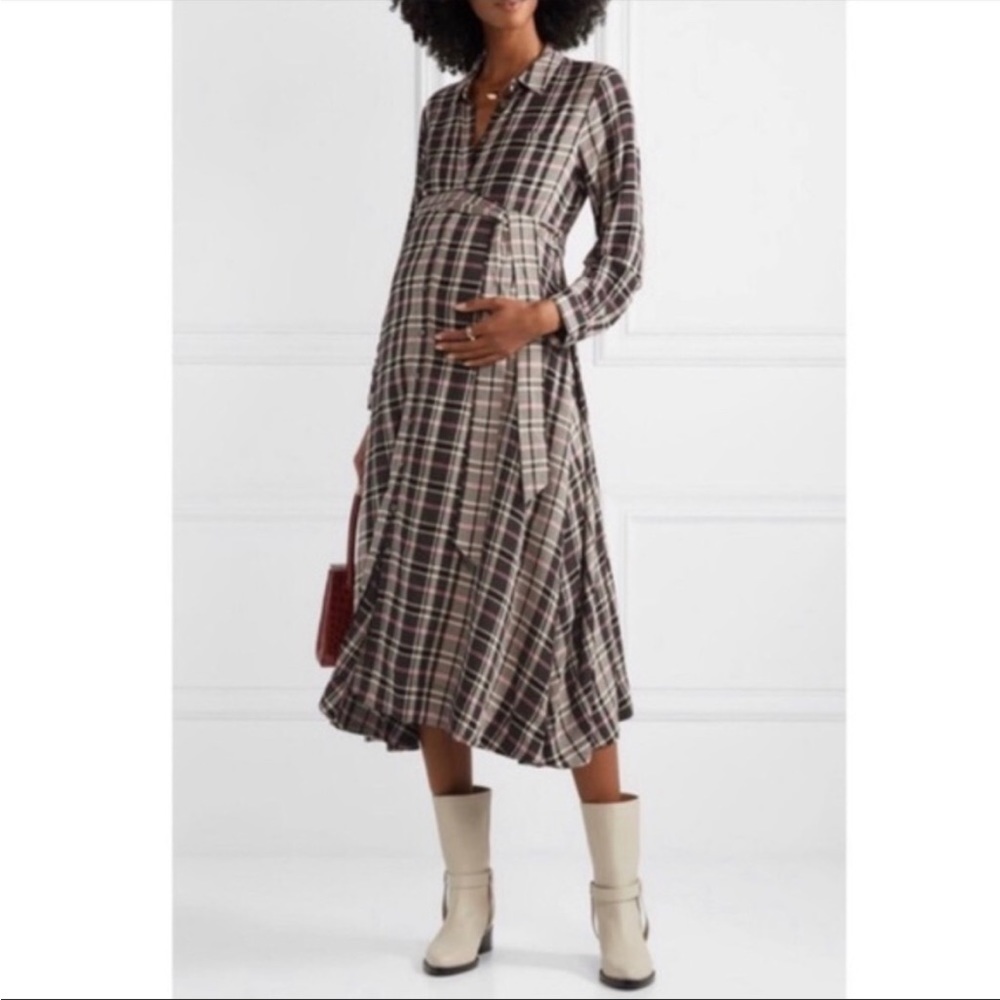 Hatch Alyssa Plaid Midi Dress Black